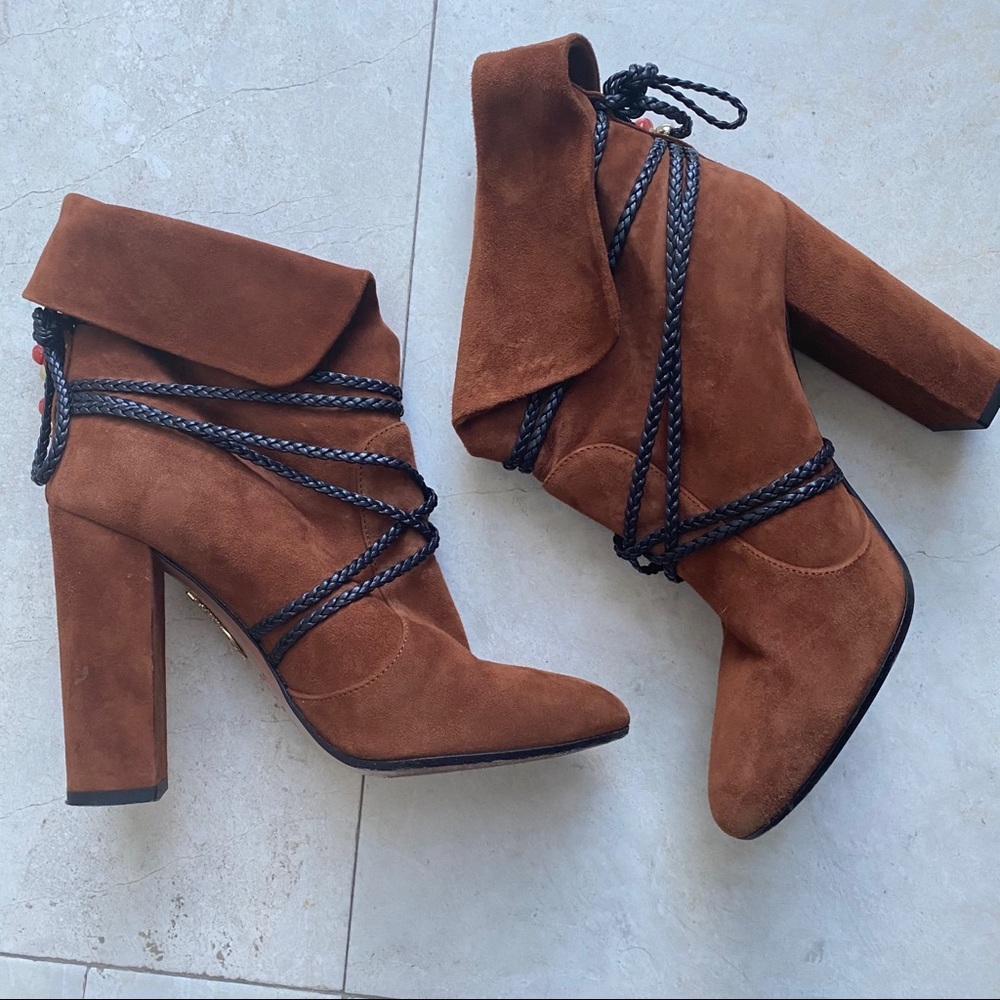 Aquazzura suede moonshine bootie size 38 1/2
